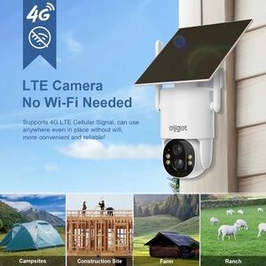 4G LTE Solar Security Camera Home Surveillance 360 Camera Wireless Motion Alert